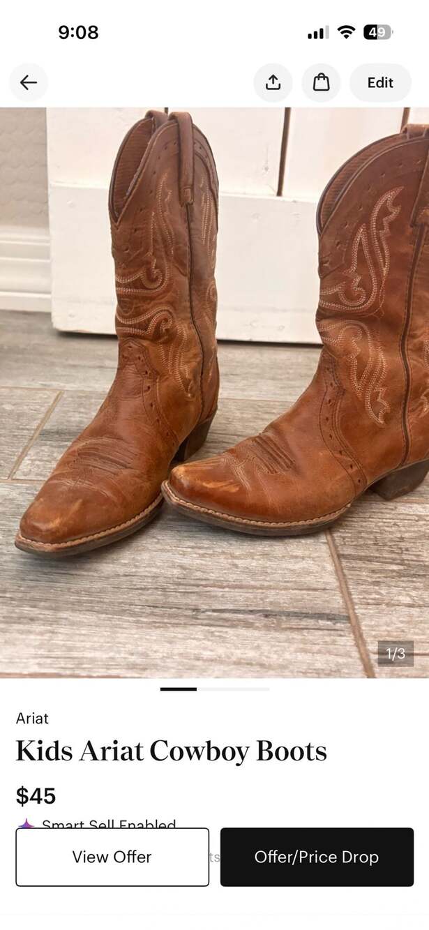 Kids Ariat Cowboy Boots Brown Leather